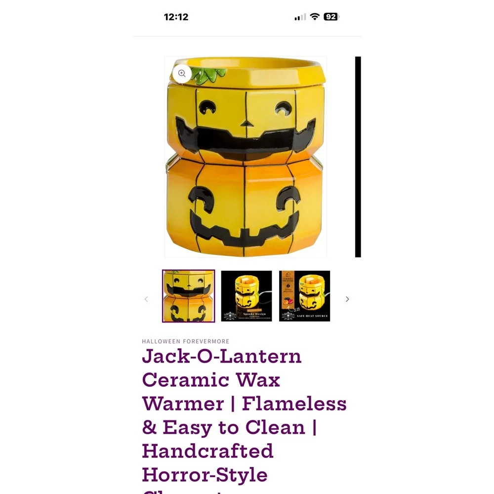 Halloween Forevermore Jack-O-Lantern Ceramic Wax Warmer Electric Pumpkin‎ P09A